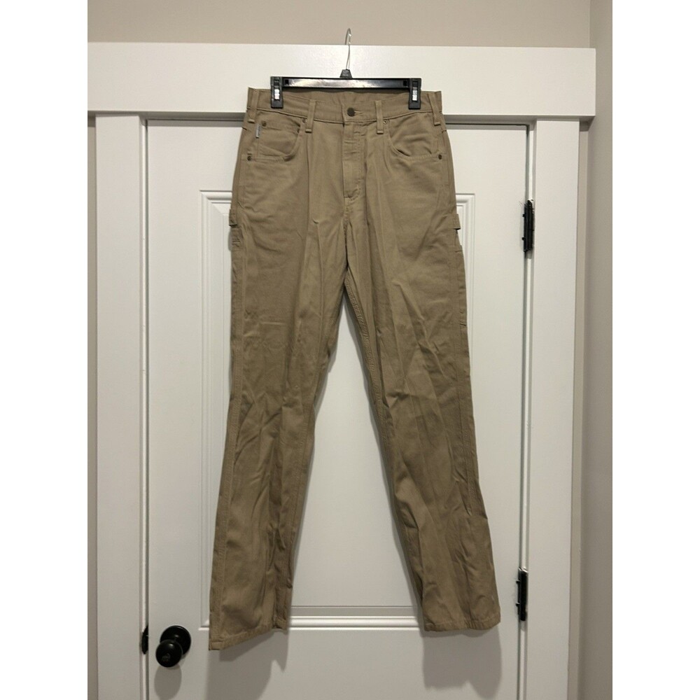 Carhartt Pants Mens 30x32 Brown Canvas Carpenter Duck Loose Straight Made In USA